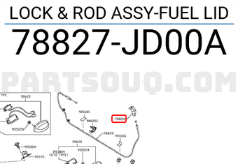 Nissan 78827JD00A LOCK & ROD ASSY-FUEL LID