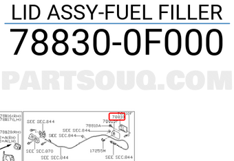 Nissan 788300F000 LID ASSY-FUEL FILLER