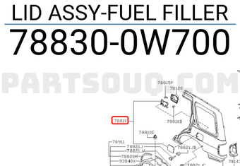 Nissan 788300W700 LID ASSY-FUEL FILLER