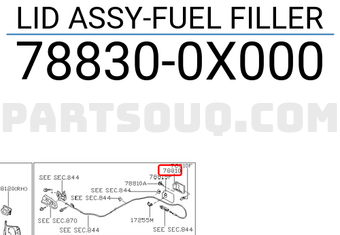 Nissan 788300X000 LID ASSY-FUEL FILLER