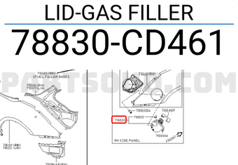 Nissan 78830CD461 LID-GAS FILLER
