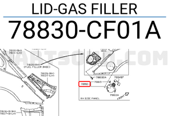 Nissan 78830CF01A LID-GAS FILLER