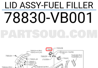 Nissan 78830VB001 LID ASSY-FUEL FILLER