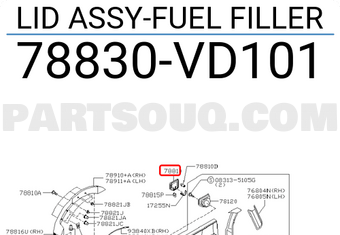 Nissan 78830VD101 LID ASSY-FUEL FILLER