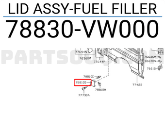 Nissan 78830VW000 LID ASSY-FUEL FILLER