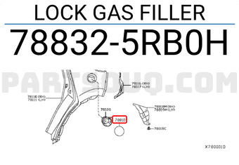 Nissan 788325RB0H LOCK GAS FILLER