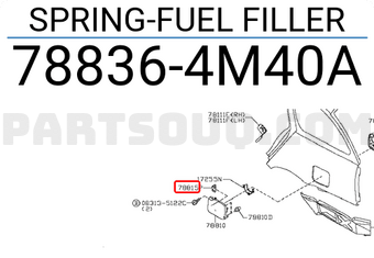 Nissan 788364M40A SPRING-FUEL FILLER