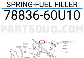 Nissan 7883660U10 SPRING-FUEL FILLER