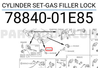Nissan 7884001E85 CYLINDER SET-GAS FILLER LOCK