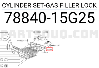 Nissan 7884015G25 CYLINDER SET-GAS FILLER LOCK