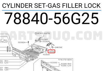 Nissan 7884056G25 CYLINDER SET-GAS FILLER LOCK