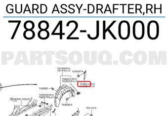 Nissan 78842JK000 GUARD ASSY-DRAFTER,RH