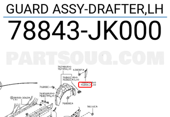Nissan 78843JK000 GUARD ASSY-DRAFTER,LH