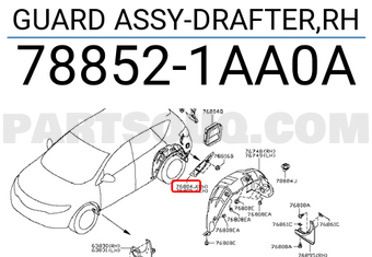 Nissan 788521AA0A GUARD ASSY-DRAFTER,RH
