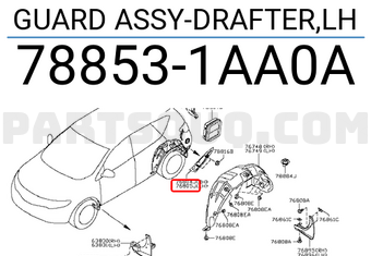 Nissan 788531AA0A GUARD ASSY-DRAFTER,LH