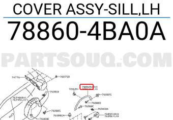 Nissan 788604BA0A COVER ASSY-SILL,LH