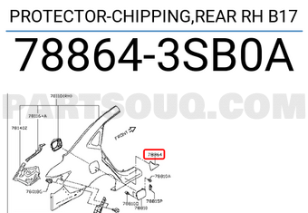 Nissan 788643SB0A PROTECTOR-CHIPPING,REAR RH B17