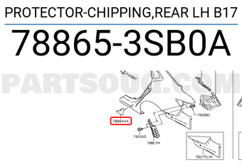 Nissan 788653SB0A PROTECTOR-CHIPPING,REAR LH B17