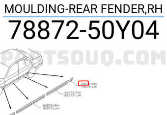 Nissan 7887250Y04 MOULDING-REAR FENDER,RH