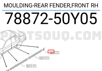 Nissan 7887250Y05 MOULDING-REAR FENDER,FRONT RH