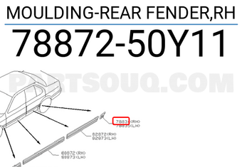 Nissan 7887250Y11 MOULDING-REAR FENDER,RH