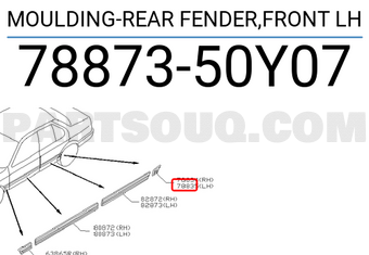 Nissan 7887350Y07 MOULDING-REAR FENDER,FRONT LH