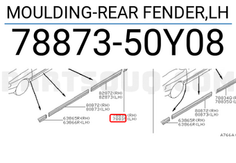 Nissan 7887350Y08 MOULDING-REAR FENDER,LH