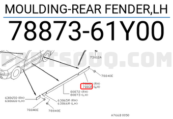Nissan 7887361Y00 MOULDING-REAR FENDER,LH
