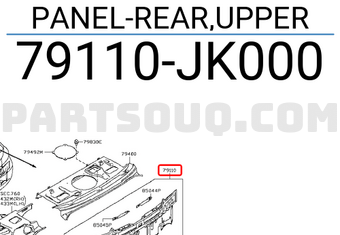 Nissan 79110JK000 PANEL-REAR,UPPER