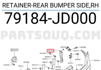 Nissan 79184JD000 RETAINER-REAR BUMPER SIDE,RH