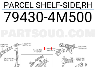 Nissan 794304M500 PARCEL SHELF-SIDE,RH