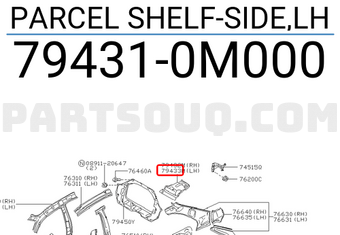 Nissan 794310M000 PARCEL SHELF-SIDE,LH
