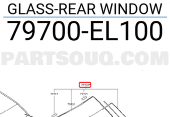 Nissan 79700EL100 GLASS-REAR WINDOW