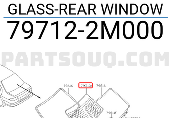 Nissan 797122M000 GLASS-REAR WINDOW