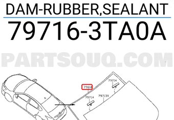 Nissan 797163TA0A DAM-RUBBER,SEALANT