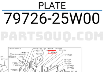 Nissan 7972625W00 PLATE