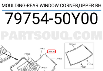 Nissan 7975450Y00 MOULDING-REAR WINDOW CORNER,UPPER RH
