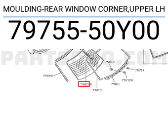 Nissan 7975550Y00 MOULDING-REAR WINDOW CORNER,UPPER LH