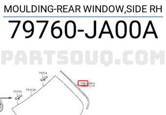 Nissan 79760JA00A MOULDING-REAR WINDOW,SIDE RH