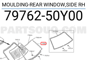 Nissan 7976250Y00 MOULDING-REAR WINDOW,SIDE RH