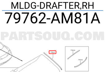 Nissan 79762AM81A MLDG-DRAFTER,RH