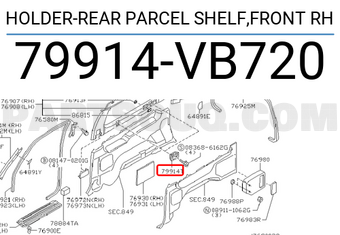 Nissan 79914VB720 HOLDER-REAR PARCEL SHELF,FRONT RH