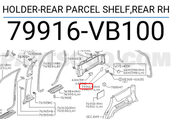 Nissan 79916VB100 HOLDER-REAR PARCEL SHELF,REAR RH