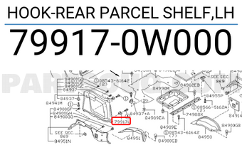 Nissan 799170W000 HOOK-REAR PARCEL SHELF,LH