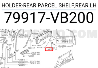 Nissan 79917VB200 HOLDER-REAR PARCEL SHELF,REAR LH