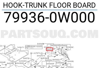 Nissan 799360W000 HOOK-TRUNK FLOOR BOARD