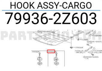 Nissan 799362Z603 HOOK ASSY-CARGO
