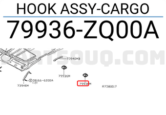 Nissan 79936ZQ00A HOOK ASSY-CARGO