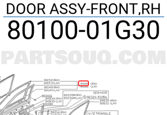 Nissan 8010001G30 DOOR ASSY-FRONT,RH