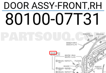 Nissan 8010007T31 DOOR ASSY-FRONT,RH
